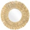PRIVATEFLOOR Miroir Mural Rond Boho Bali En Herbes Marines Naturelles (56 Cm) - Ais Bois Naturel - Verre, Herbes Marines - Bois Naturel
