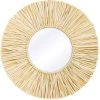 PRIVATEFLOOR Miroir Mural Rond Boho Bali En Herbes Marines Naturelles (60 Cm) - Grel Bois Naturel - Verre, Herbes Marines - Bois Naturel -Miroir Soldes Boutique 45768188 1