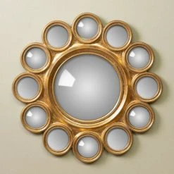 CHEHOMA Miroir Mural Convexe 45cm - Doré