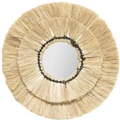 Atmosphera - Lot De 3 Miroirs En Raphia Et Verre - Raphia -Miroir Soldes Boutique 46005109 4