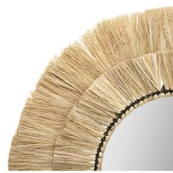 Atmosphera - Lot De 3 Miroirs En Raphia Et Verre - Raphia -Miroir Soldes Boutique 46005109 5