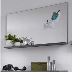 LES TENDANCES Miroir Mural Avec étagère Laqué Gris Kelia -Miroir Soldes Boutique 46050438 3