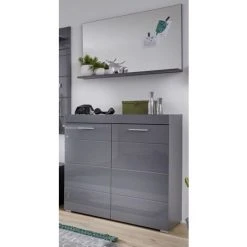 LES TENDANCES Miroir Mural Avec étagère Laqué Gris Kelia -Miroir Soldes Boutique 46050438 4