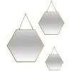 AUTRES Lot De 3 Miroirs Hexagonaux En Métal - Doré 2 AUTRES Lot De 3 Miroirs Hexagonaux En Métal - Doré -Miroir Soldes Boutique 46623832 1
