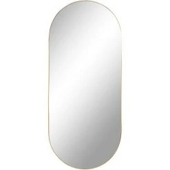 Miroir Ovale Avec Cadre En Acier Aspect Laiton - 35 X 80 X 1 Cm -PEGANE-