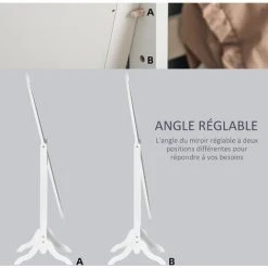 HOMCOM Miroir à Pied Ovale Style Shabby Chic Inclinaison Réglable Dim. 47L X 45l X 154H Cm MDF Blanc - Blanc 11 HOMCOM Miroir à Pied Ovale Style Shabby Chic Inclinaison Réglable Dim. 47L X 45l X 154H Cm MDF Blanc - Blanc -Miroir Soldes Boutique 47140753 5