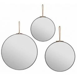 ATMOSPHERA, CRŽATEUR D'INTŽRIEUR Lot De 3 Miroirs Muraux Déco "Lilou" 30cm Noir