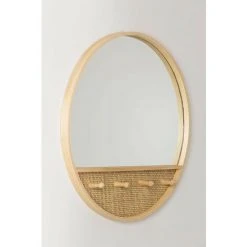 Miroir Mural Rond Avec Porte-manteau En Bois Tinka SKLUM Bois - Marron Bois Naturel -Miroir Soldes Boutique 47310106 3