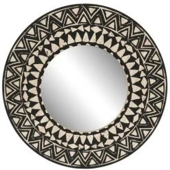 BRIO Miroir Rond Ethnique 40 Cm - Noir