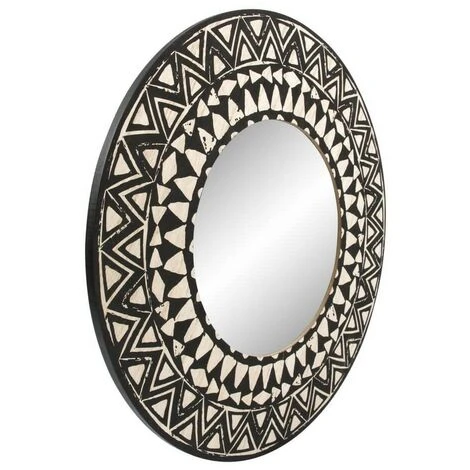 BRIO Miroir Rond Ethnique 40 Cm - Noir 4 BRIO Miroir Rond Ethnique 40 Cm - Noir – Image 2