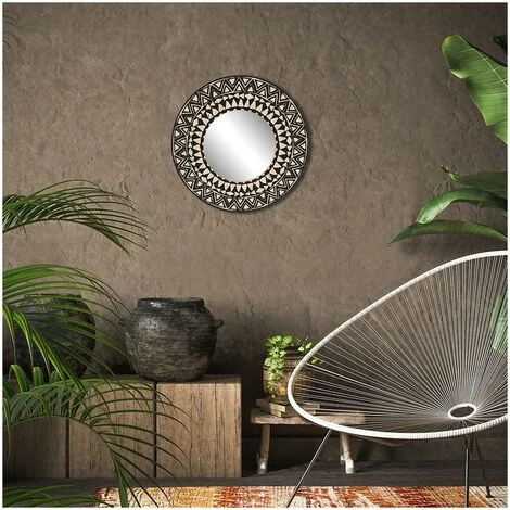 BRIO Miroir Rond Ethnique 40 Cm - Noir 6 BRIO Miroir Rond Ethnique 40 Cm - Noir – Image 4