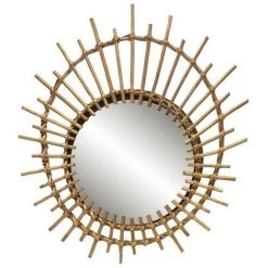 Emotion Miroir Rond Rotin 55x41 Cm - Brut
