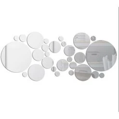 Miroirs Muraux Rond,Triomphe 3D Amovible Miroir Autocollant Stickers Avec Adhésif Pour Chambre Salon Décoration D'intérieur 30 Pcs