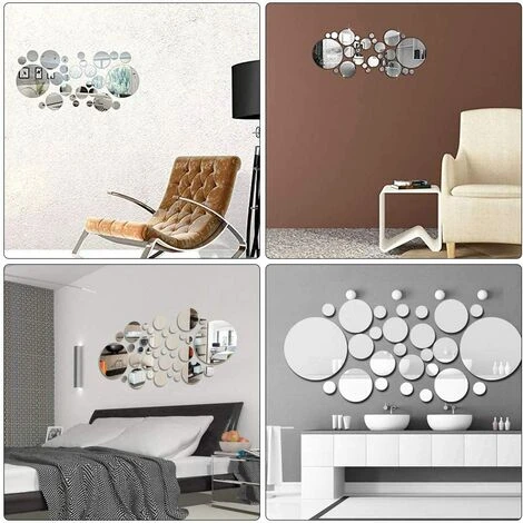 Miroirs Muraux Rond,Triomphe 3D Amovible Miroir Autocollant Stickers Avec Adhésif Pour Chambre Salon Décoration D'intérieur 30 Pcs 7 Miroirs Muraux Rond,Triomphe 3D Amovible Miroir Autocollant Stickers Avec Adhésif Pour Chambre Salon Décoration D'intérieur 30 Pcs – Image 5