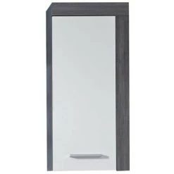 LES TENDANCES Armoire De Toilette 1 Porte Mélaminé Blanc Et Gris Anide