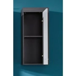 LES TENDANCES Armoire De Toilette 1 Porte Mélaminé Blanc Et Gris Anide -Miroir Soldes Boutique 47606679 3