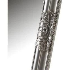 LOLAHOME Miroir Rectangulaire Sculpté En Bois De Pin Argenté 162x72 Cm -Miroir Soldes Boutique 47740534 3