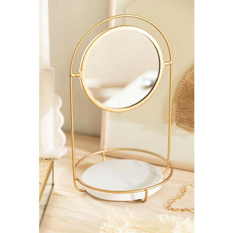 Miroir De Table Avec Plateau En Marbre Affra SKLUM Marbre - Fer Doré - Doré 4 Miroir De Table Avec Plateau En Marbre Affra SKLUM Marbre - Fer Doré - Doré – Image 2