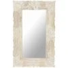 HAPPYSHOPPING Miroir Blanc 80x50 Cm Bois De Manguier Massif
