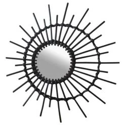 SORTIO HOME MIROIR ROND SOLEIL 55 X 60 CM BOIS NOIR ROX LIVING