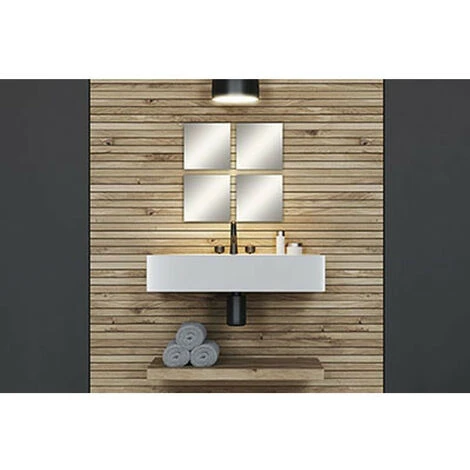 TENDANCE - Set De 4 Miroirs Adhésifs Carrés En Verre 20 X 20 Cm - Argent/Carré 4 TENDANCE - Set De 4 Miroirs Adhésifs Carrés En Verre 20 X 20 Cm - Argent/Carré – Image 2