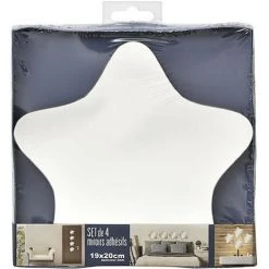TENDANCE - Set De 4 Miroirs Adhésifs Étoiles En Verre 20 X 19 Cm - Argent/Etoile