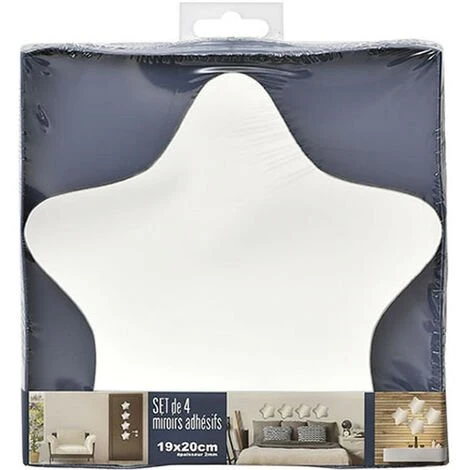 TENDANCE - Set De 4 Miroirs Adhésifs Étoiles En Verre 20 X 19 Cm - Argent/Etoile 3 TENDANCE - Set De 4 Miroirs Adhésifs Étoiles En Verre 20 X 19 Cm - Argent/Etoile