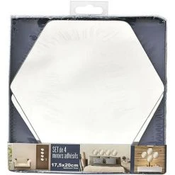 TENDANCE - Set De 4 Miroirs Adhésifs Hexagonaux En Verre 17.5 X 20 Cm - Hexagone