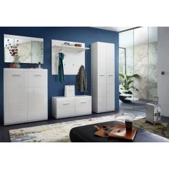 Miroir Murale Rectangle En MDF Coloris Blanc Brillant - Dim : L87 X H63 X P3cm -PEGANE- -Miroir Soldes Boutique 48813738 2