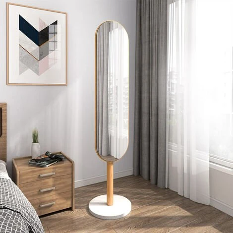 FREOSEN Miroir Sur Pied 174x40cm En Cadre Du Bois Avec Porte Manteau 4 Crochets Fonction 2 En 1 4 FREOSEN Miroir Sur Pied 174x40cm En Cadre Du Bois Avec Porte Manteau 4 Crochets Fonction 2 En 1 – Image 2