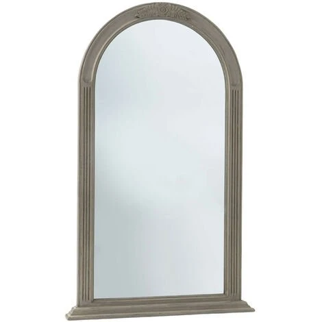HELLIN Miroir Arrondi En Bois Patiné - ANTOINETTE - Gris Très Clair 3 HELLIN Miroir Arrondi En Bois Patiné - ANTOINETTE - Gris Très Clair