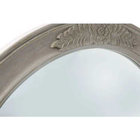HELLIN Miroir Arrondi En Bois Patiné - ANTOINETTE - Gris Très Clair 4 HELLIN Miroir Arrondi En Bois Patiné - ANTOINETTE - Gris Très Clair – Image 2
