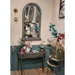 HELLIN Miroir Arrondi En Bois Patiné - ANTOINETTE - Gris Très Clair 7 HELLIN Miroir Arrondi En Bois Patiné - ANTOINETTE - Gris Très Clair -Miroir Soldes Boutique 49302557 3