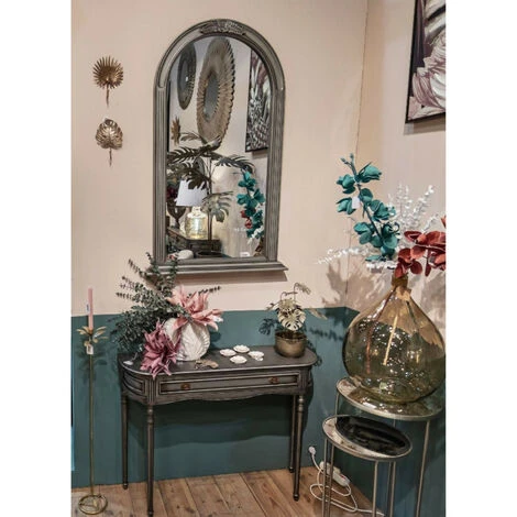 HELLIN Miroir Arrondi En Bois Patiné - ANTOINETTE - Gris Très Clair 5 HELLIN Miroir Arrondi En Bois Patiné - ANTOINETTE - Gris Très Clair – Image 3