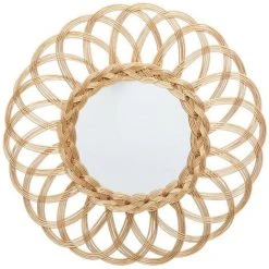 Miroir Fleur Doré En Rotin 50 Cm Atmosphera - Miroir