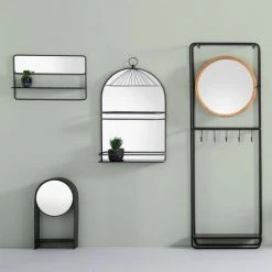 Miroir étagère à Crochets En Verre Et Acier Atmosphera - Naturel -Miroir Soldes Boutique 49306057 3