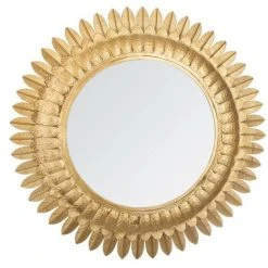Miroir Métal Doré Feuilles D'or Rond 70 Cm Atmosphera - Doré