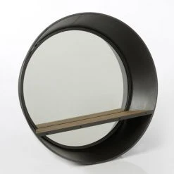 Amadeus - Miroir Rond étagère - Noir