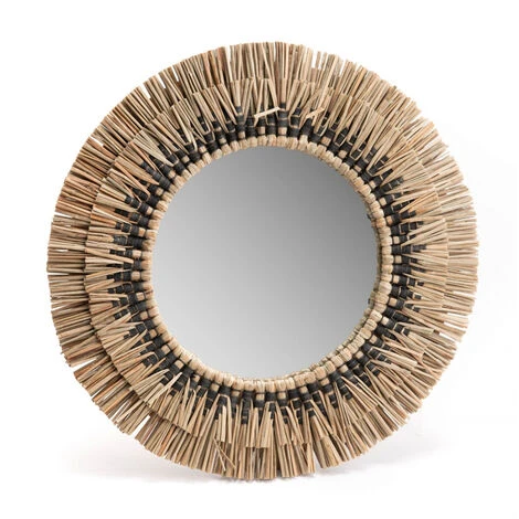 Amadeus - Miroir En Paille Ethnique Noir 36cm - Marron 3 Amadeus - Miroir En Paille Ethnique Noir 36cm - Marron
