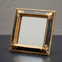 Miroir Résine Noir Or Carré Chehoma Claudius 10x10cm - Noir Et Doré