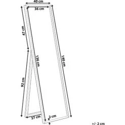 BELIANI Miroir Sur Pied En Plastique Argenté 140x40 - Argenté -Miroir Soldes Boutique 49944164 3