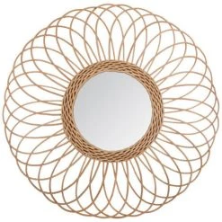Miroir Design En Rotin Coloris Beige - Dim : L.58 X L.2,2 X H.58 Cm -PEGANE-