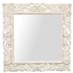 BISCOTTINI MIROIR MURAL EN BOIS AVEC FINITION BLANC ANTIQUE FABRIQUÉ EN ITALIE