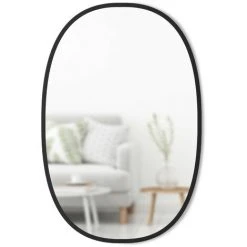 UMBRA HUB Miroir Mural Oval Contour Caoutchouc, Noir, 61x91cm