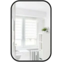 UMBRA HUB Miroir Rectangle Contour Caoutchouc, Noir, 61x91cm