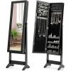 GOPLUS Armoire à Bijoux Sur Pied Avec Miroir Inclinable En 3 Positions, Armoire De Rangement Cosmétiques De Grande Capacité Avec 4 ?tagères, Convient Pour Salon, Chambre Et Porche, Blanc (Noir) -Miroir Soldes Boutique 51038750 1
