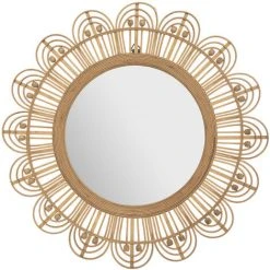 Atmosphera - Grand Miroir Mural En Bambou Et Verre D 68 Cm - Beige
