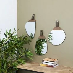 THE HOME DECO FACTORY Miroir Galet Bois 20x29 Cm - Marron -Miroir Soldes Boutique 51434508 3