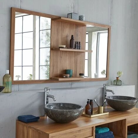 BOIS DESSUS BOIS DESSOUS Miroir En Bois De Teck 3 étagères 160 - Naturel 6 BOIS DESSUS BOIS DESSOUS Miroir En Bois De Teck 3 étagères 160 - Naturel – Image 4