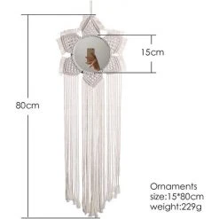 LITZEE Miroir Mural Suspendu Avec Bord En Coton Petit Miroir Mural Décoratif Rond De Style Bohème Pour Salon Chambre Bébé Chambre Décoration De La Maison Style D -Miroir Soldes Boutique 51554103 3